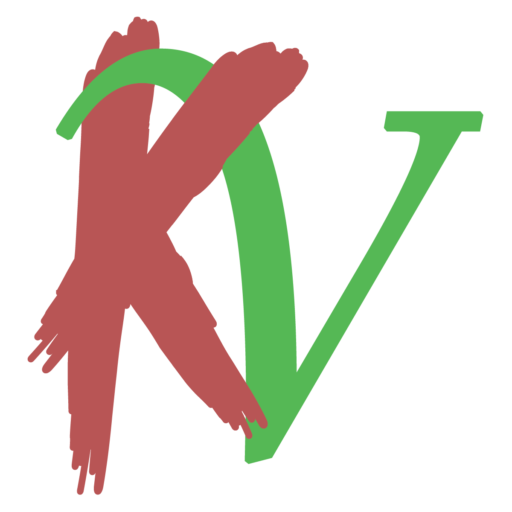 Kudler-Vaughn logo - an interleaved capital letters K and V